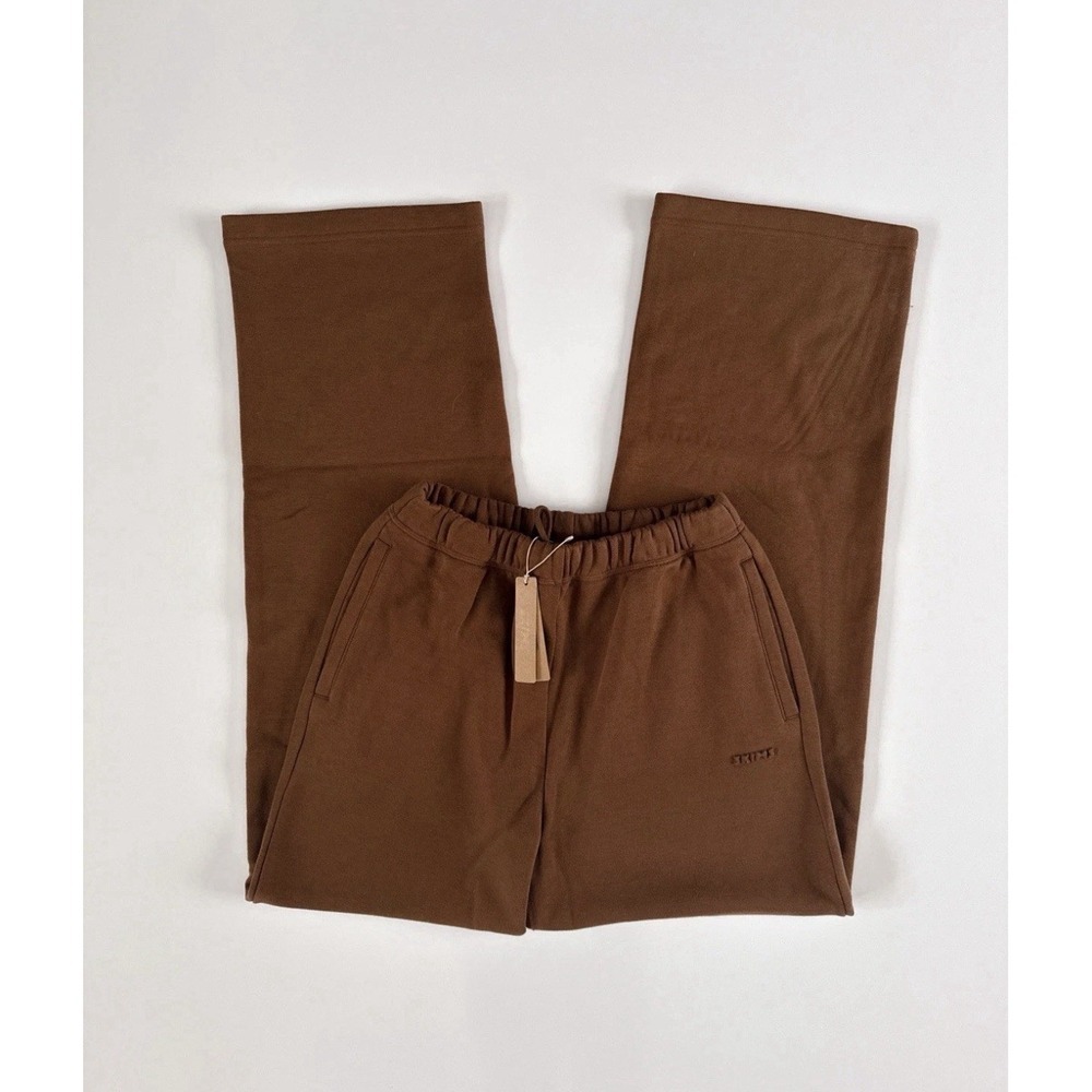 New Skims Cotton Fleece Classic Straight Leg Pant Bison Size Small So Soft Nwt
